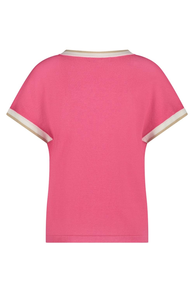 JERRY VNECK STRIPED RIB SRB4552 RASPBERRY